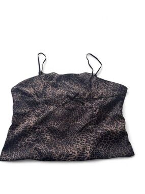 Leopard Print Spaghetti Strap Cami Top - Black/Brown